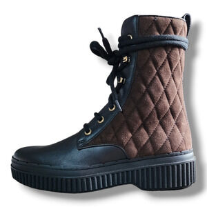 Tod's Diamond Quilted Lace-up Boot In Black Multi Size 34.5 (US 4.5)